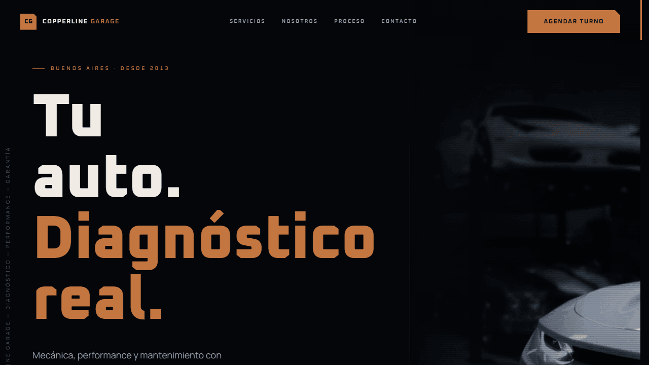 Captura de pantalla del proyecto: Copperline Garage
