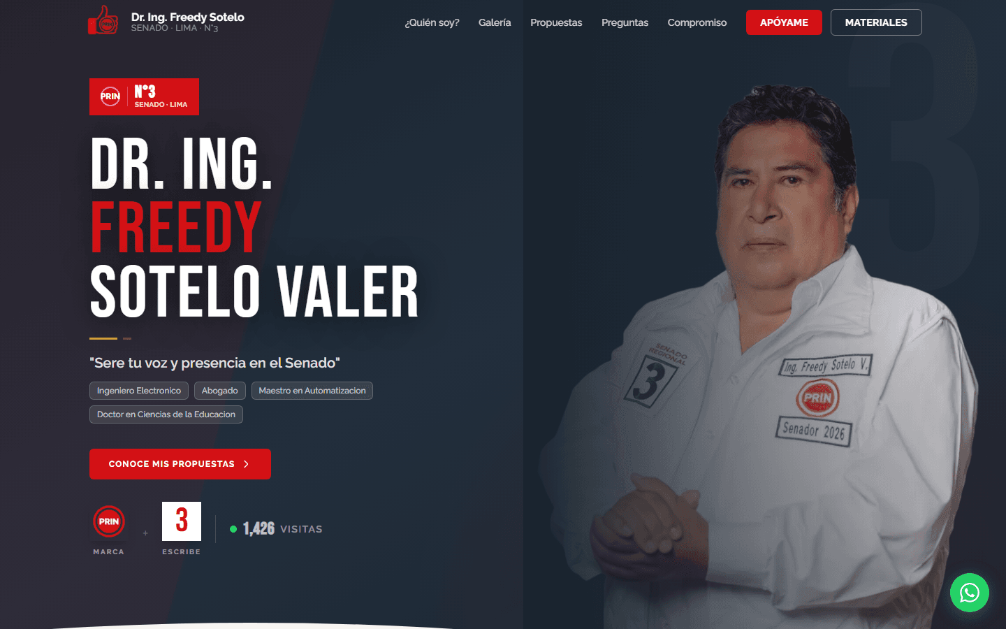 Captura de pantalla del proyecto: Dr. Ing. Freedy Sotelo Valer