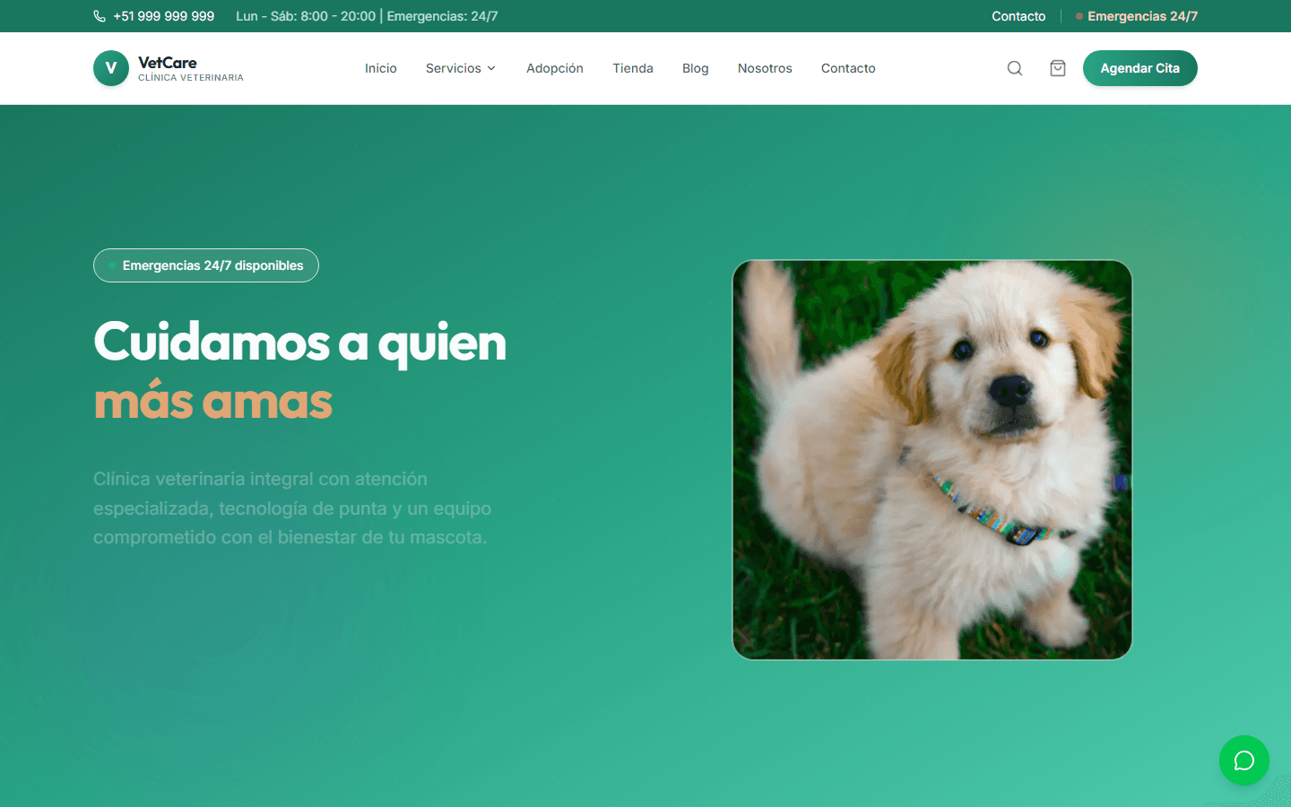 Captura de pantalla del proyecto: VetCare